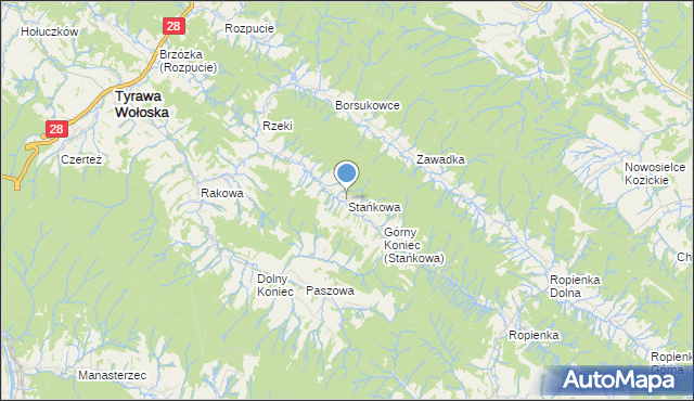 mapa Stańkowa, Stańkowa gmina Ustrzyki Dolne na mapie Targeo